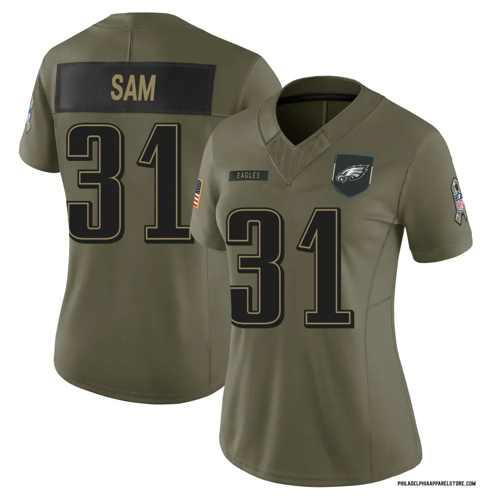 Andre' Sam Women's Limited Olive Philadelphia Eagles 2025 Salute to Service Jersey