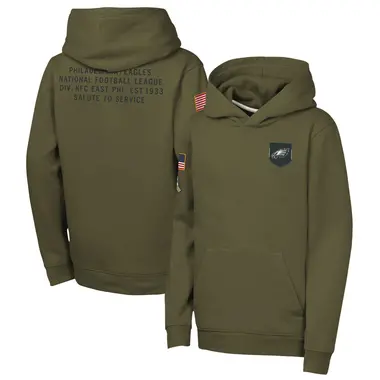Youth Olive Philadelphia Eagles 2025 Salute to Service Club Fleece Hoodie